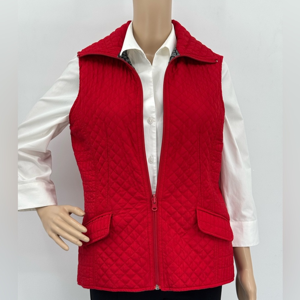 Peck & Peck Red Quilted Zip-Up Vest